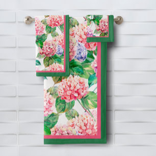Hydrangeas Flower Pattern Bath Towel Set