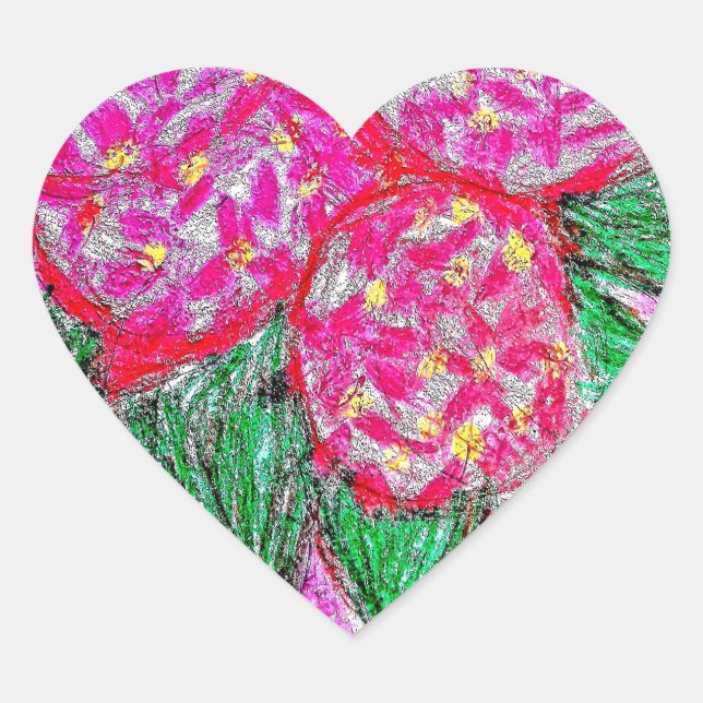 Hydrangeas Heart Sticker (Front)