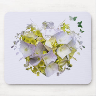 Hydrangeas in a Heart Cutout Mouse Mat