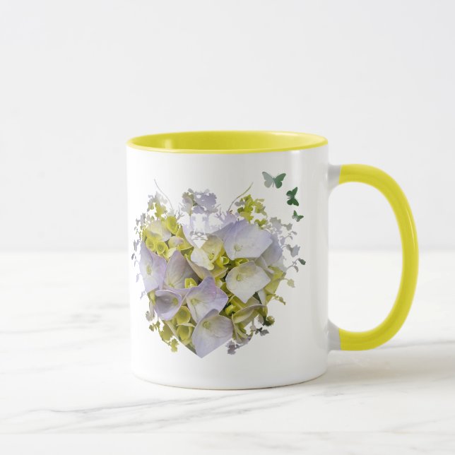 Hydrangeas in a Heart Cutout Mug (Right)