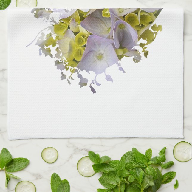 Hydrangeas in a Heart Cutout Tea Towel (Folded)