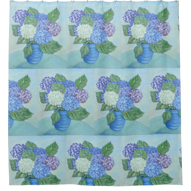 Hydrangeas In A Vase Shower Curtain (Front)