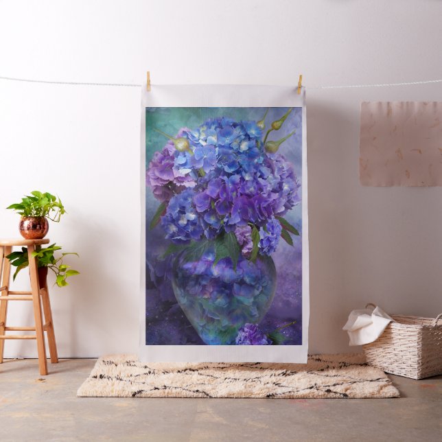 Hydrangeas In Hydrangea Vase Art Fabric (In Situ)