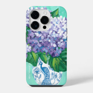 Hydrangeas in Peacock Vase iPhone 14 Pro Case