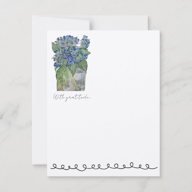 Hydrangeas in Water Flat Notecards (10) (Front)