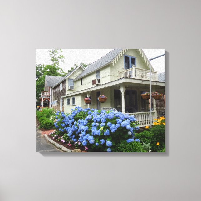 Hydrangeas on the Corner - Martha's Vineyard Canvas Print (Front)