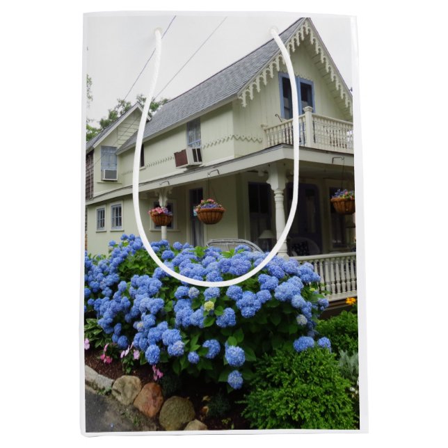 Hydrangeas on the Corner - Martha's Vineyard Medium Gift Bag (Front)