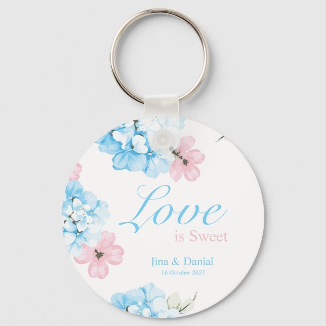 Hydrangeas Pastel Bloom Key Ring (Front)