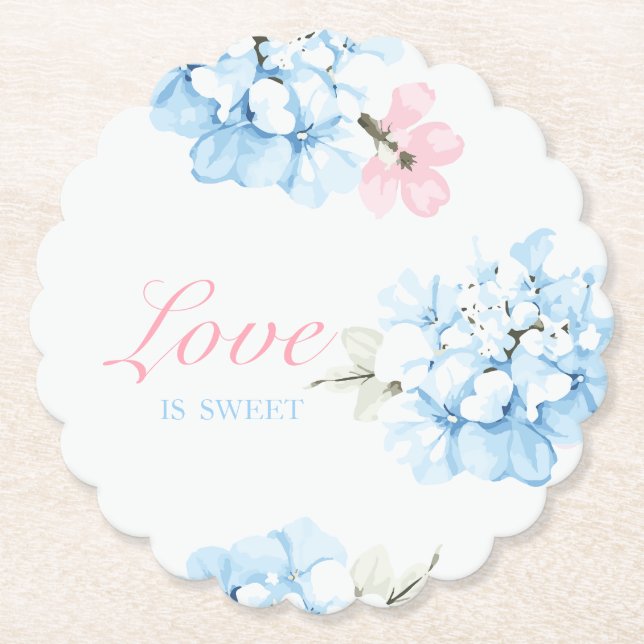 Hydrangeas Pastel Bloom Paper Coaster (Front)