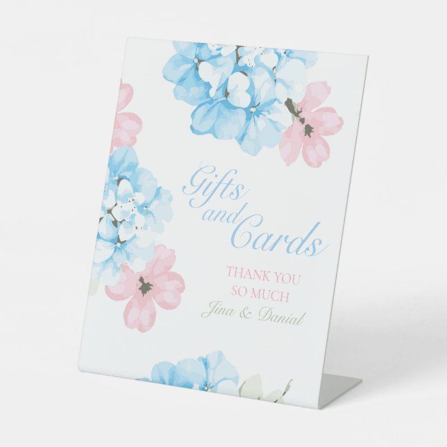 Hydrangeas Pastel Bloom Pedestal Sign (Front)