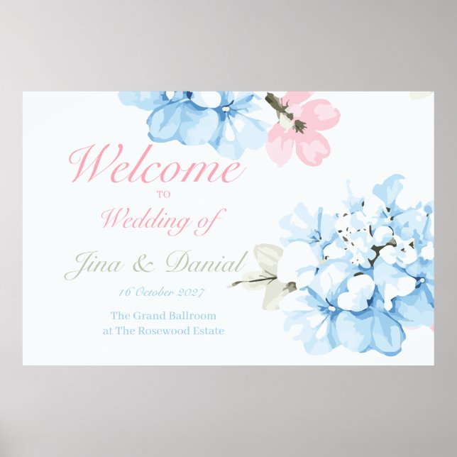 Hydrangeas Pastel Bloom Poster (Front)