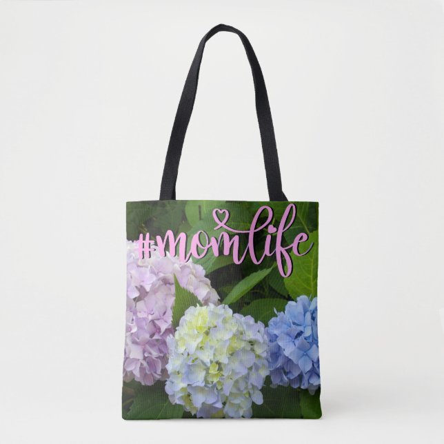 Hydrangeas pink flowers blue purple flowers Mum Tote Bag (Front)