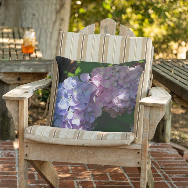Hydrangeas romantic pink blue purple flowers cushion (Chair)
