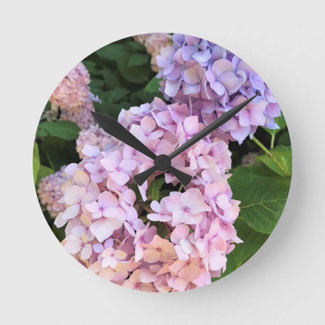 Hydrangeas Round Clock (Front)
