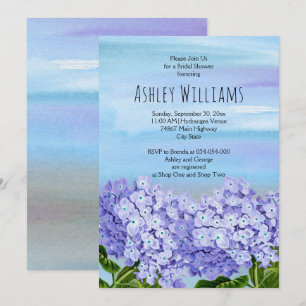Hydrangeas watercolor floral wedding bridal shower invitation