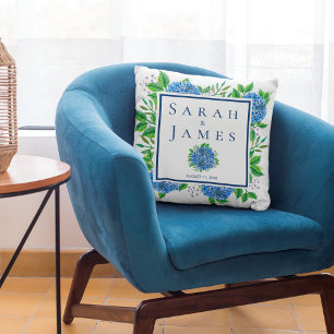 Hydrangeas Watercolor Wedding Pillows