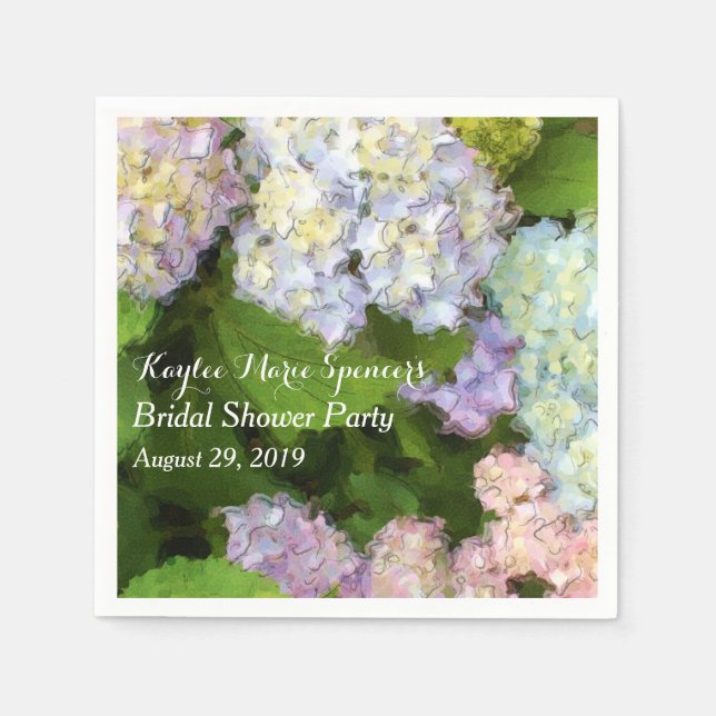 Hydrangeas Wedding Bridal Shower Napkins (Front)