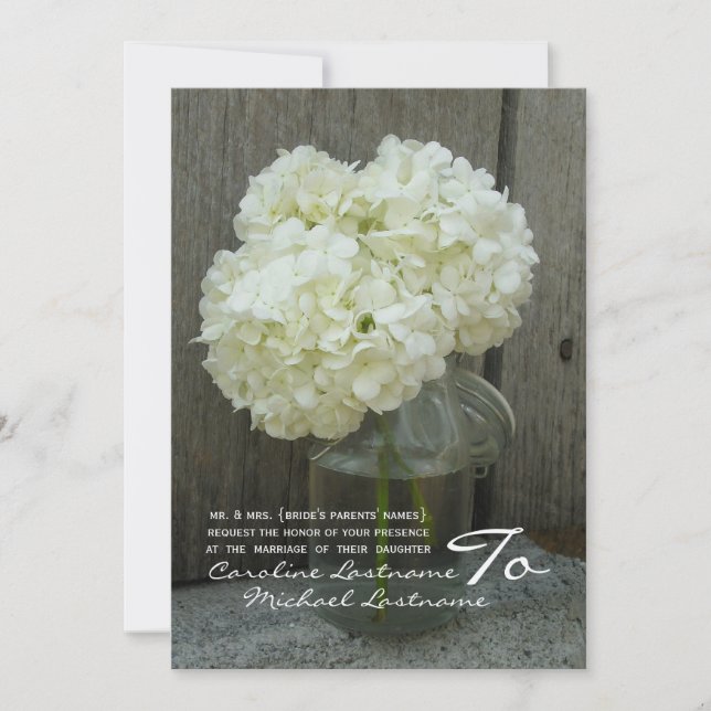 Hydranges & Barnwood Wedding Invite (Front)