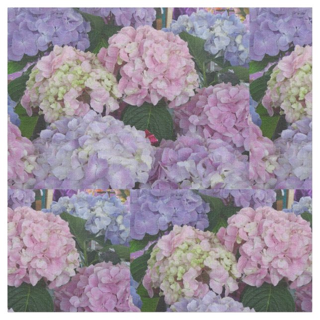 Hydrangia Purple Blue Pink Fabric (Close Up)