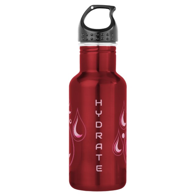 Hydrate Water drops in Pink Shades  532 Ml Water Bottle (Front)