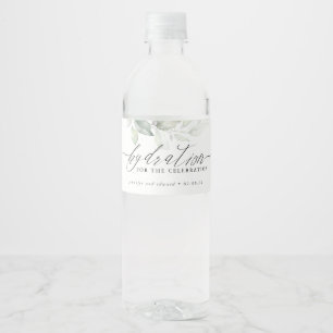 Hydration for the Celebration - Greenery Wedding Water Bottle Label