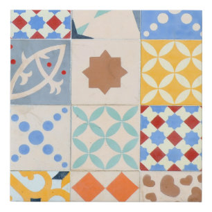 Hydraulic Cement: Mosaic Tile Trend. Faux Canvas Print