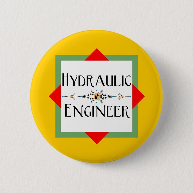 Hydraulic Engineer Block 6 Cm Round Badge (Front)
