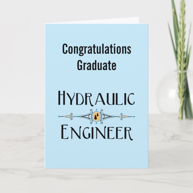 Hydraulic Engineer Decorative Line Graduation Card (Front)