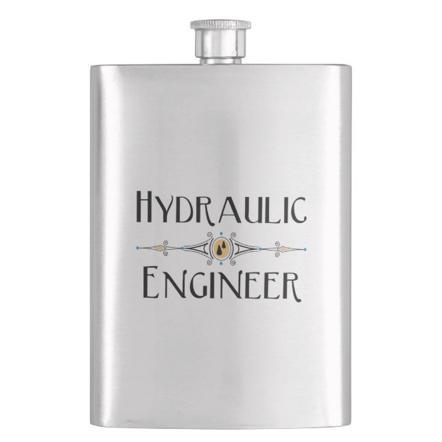 Hydraulic Engineer Decorative Line Hip Flask (Front)