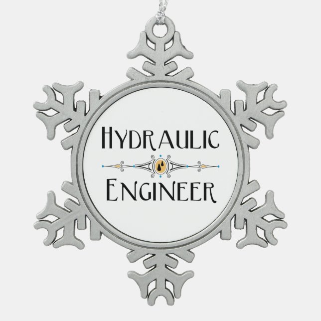 Hydraulic Engineer Decorative Line  Snowflake Pewter Christmas Ornament (Front)