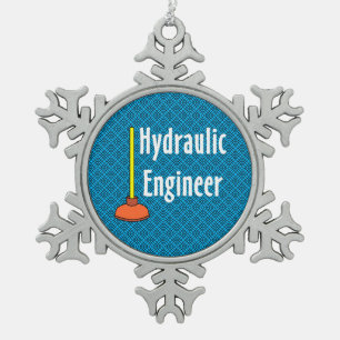 Hydraulic Engineer Toilet Plunger Snowflake Pewter Christmas Ornament