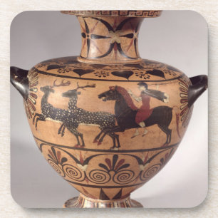 Hydria, hunting scene, Archaic Greek, black figure Coaster