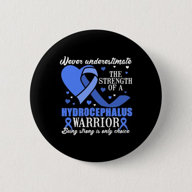 Hydrocephalus Awareness  Blue Ribbon Support  6 Cm Round Badge (Front)