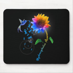 Hydrocephalus Awareness Blue Sunflower Hummingbird Mouse Mat