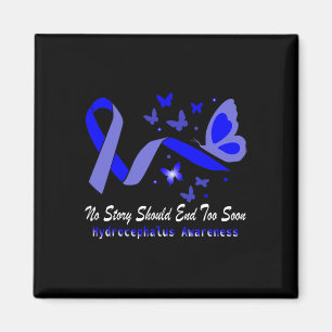 Hydrocephalus Awareness Butterflies Support Blue R Magnet