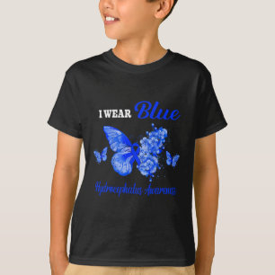 Hydrocephalus Awareness I Wear Blue Butterfly T-Shirt