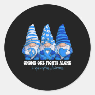 Hydrocephalus Awareness Month Blue Ribbon Gnomies  Classic Round Sticker