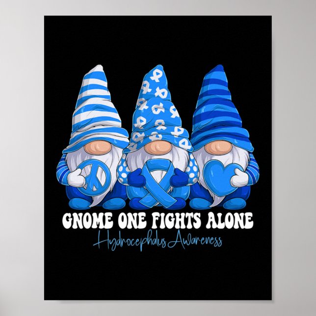 Hydrocephalus Awareness Month Blue Ribbon Gnomies  Poster (Front)