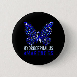 Hydrocephalus Awareness Month Blue Ribbon Support  6 Cm Round Badge