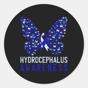 Hydrocephalus Awareness Month Blue Ribbon Support Classic Round Sticker