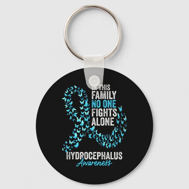 Hydrocephalus Awareness Month Butterflies Light Bl Key Ring (Front)