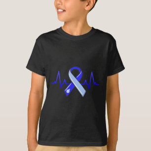 Hydrocephalus Awareness Month Heartbeat Blue Ribbo T-Shirt