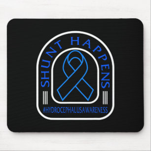 Hydrocephalus Awareness Shunt Happens Blue Ribbon  Mouse Mat