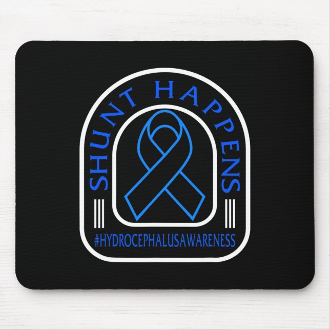 Hydrocephalus Awareness Shunt Happens Blue Ribbon  Mouse Mat (Front)