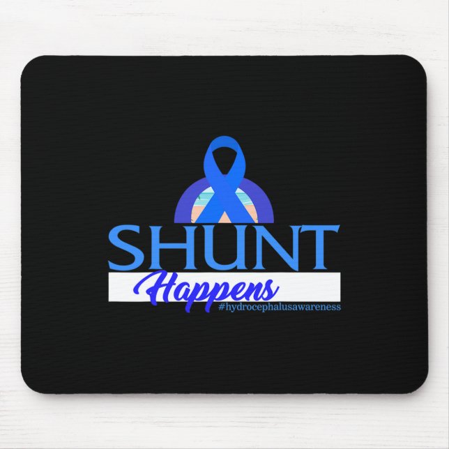 Hydrocephalus Awareness Shunt Happens Blue Ribbon  Mouse Mat (Front)