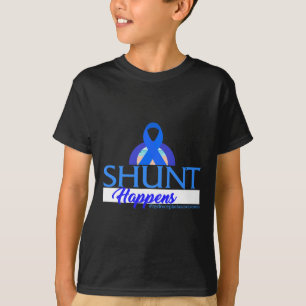 Hydrocephalus Awareness Shunt Happens Blue Ribbon  T-Shirt
