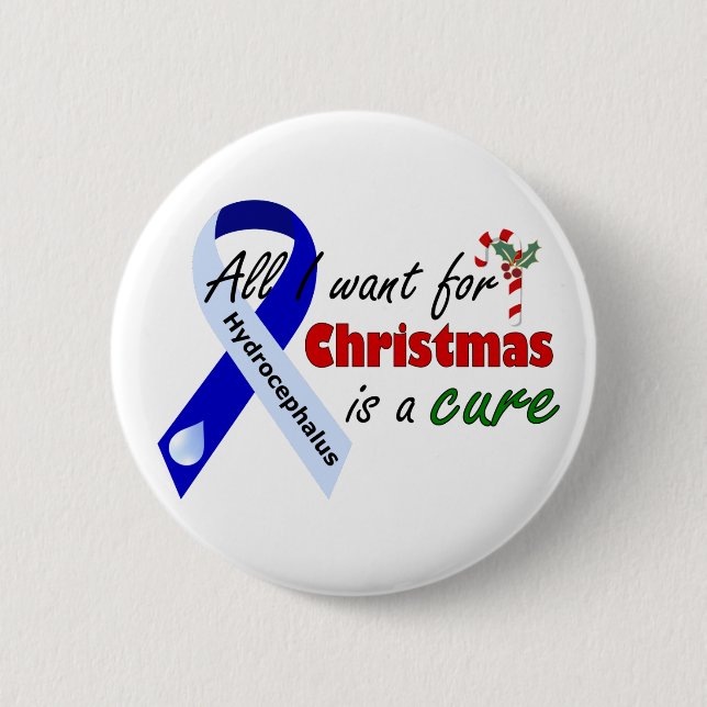 Hydrocephalus Christmas Button (Front)