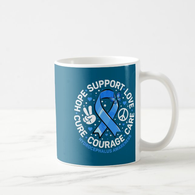 Hydrocephalus Support Blue Ribbon Awareness Design Coffee Mug (Right)