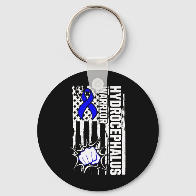 Hydrocephalus Survivor Inspiring Awareness Warrior Key Ring (Front)