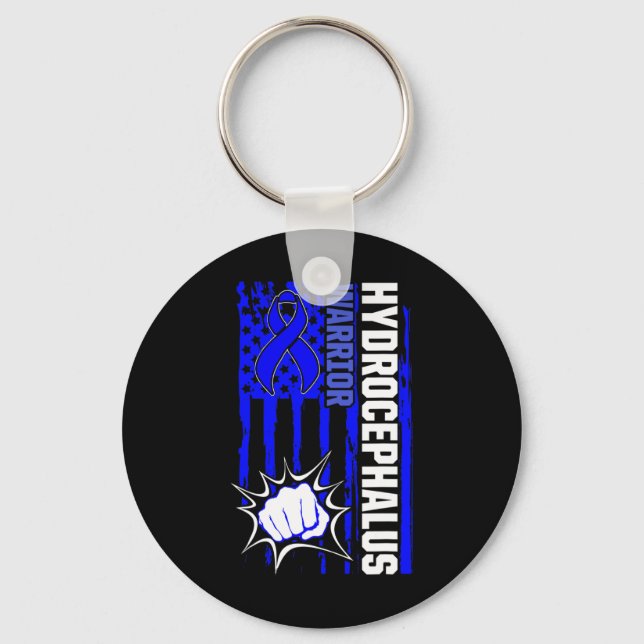 Hydrocephalus Survivor Inspiring Awareness Warrior Key Ring (Front)